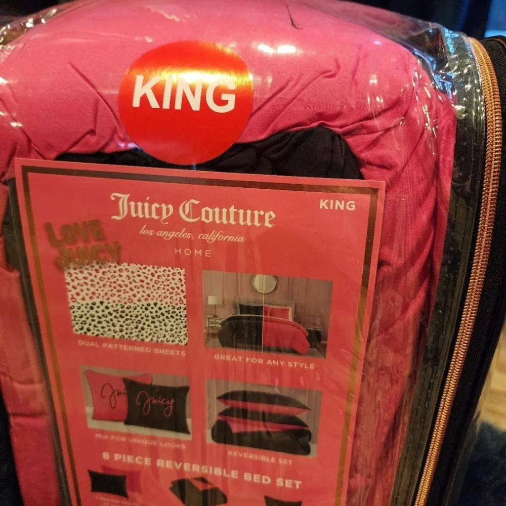 Juicy Couture Reversible 8 Piece King Size Designer Bed Set new